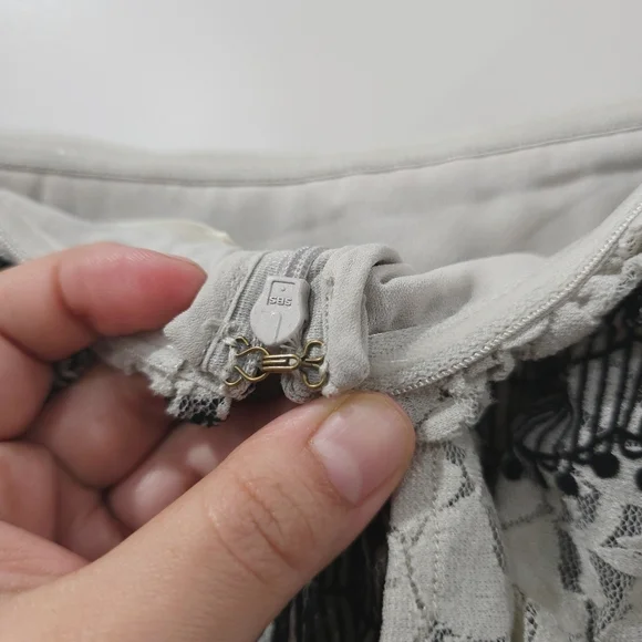 J.O.A. Revolve Tiered Off The Shoulder Lace Mini Dress in Nude Black, Size M - Picture 12 of 16